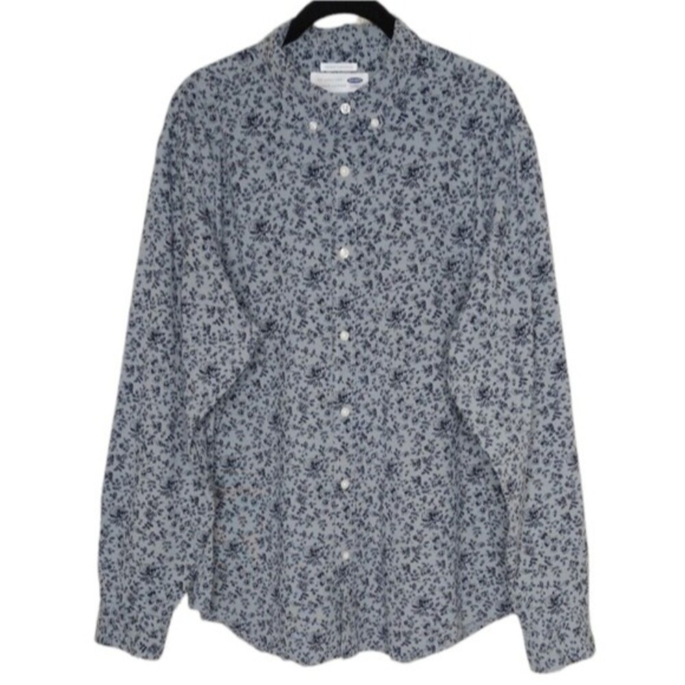 Old Navy The Classic Shirt Men L Regular Fit Long Sleeve Cotton Spandex Floral